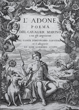 Giambattista Marino, Adone, frontispiece edition 1623, Biblioteca Nacional, Madrid